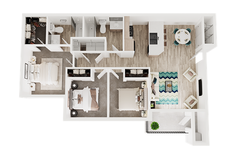 Three bedroom floor plan  l Spencer Place Apartments in Post Fall, ID 